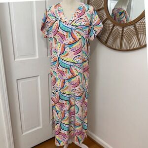 Michelle McDowell Fruit Print Maxi Dress S Resort Cruise Colorful Beach Coastal